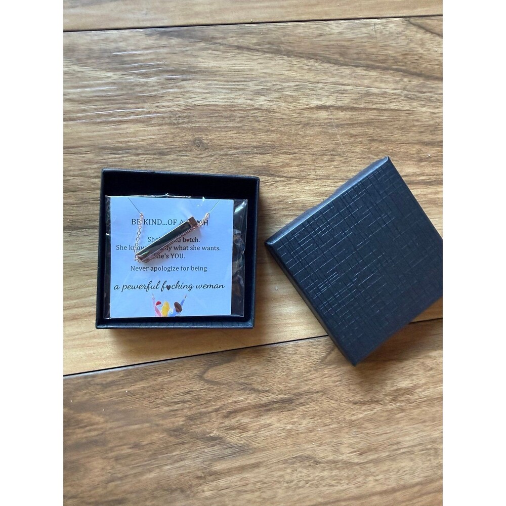 Be Kind.. Of A Bit*h Hidden Message Bar Necklace Rose Gold Tone Gift Box - New!